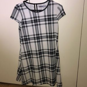 White and black plaid dress
